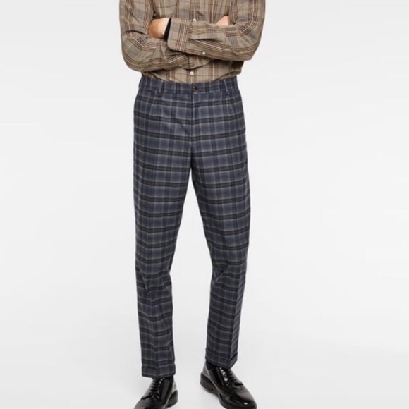 men's zara plaid pants